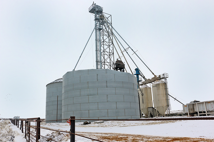 Feed bin damaged fro winter